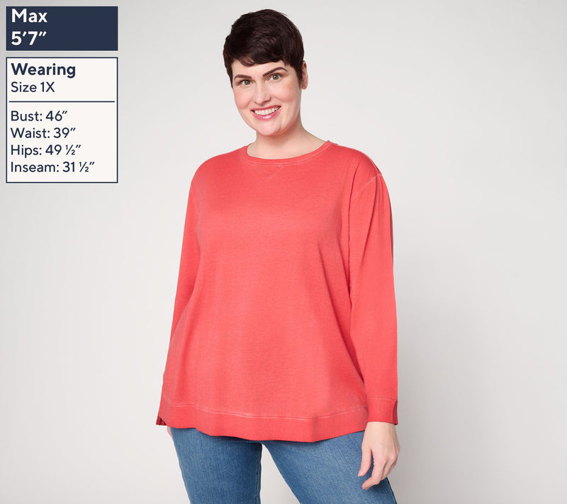 LOGO Principles by Lori Goldstein Overdyed Long Sleeve Top — View 2