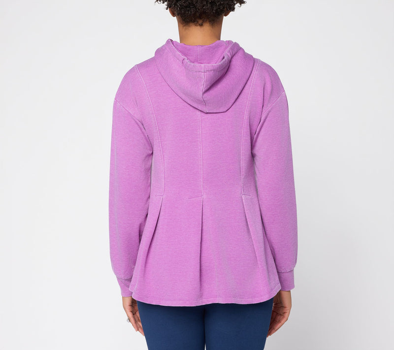 LOGO by Lori Goldstein French Terry Hoodie w/ Pleated Details — View 4
