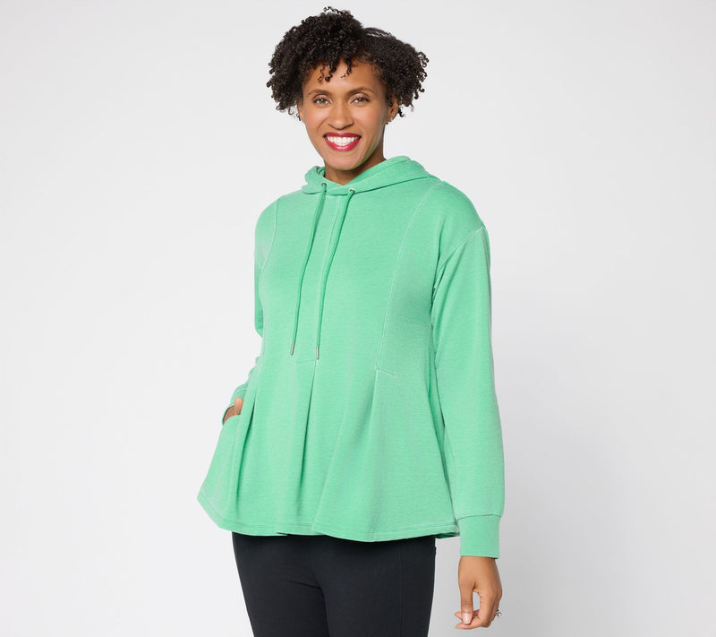 LOGO by Lori Goldstein French Terry Hoodie w/ Pleated Details — View 11