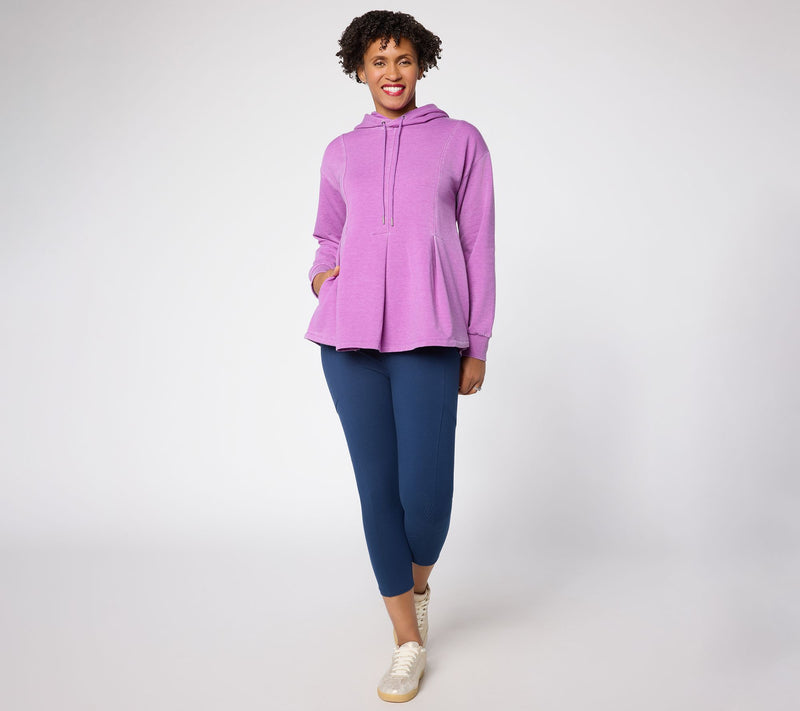 LOGO by Lori Goldstein French Terry Hoodie w/ Pleated Details — View 5