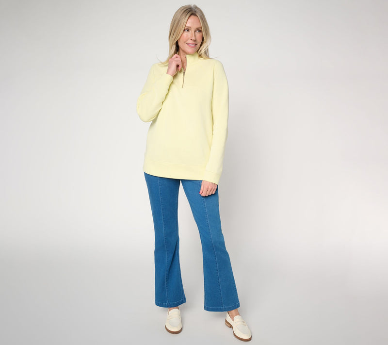 Susan Graver CloudSoft Fleece Quatrer Zip Sweatshirt — View 5