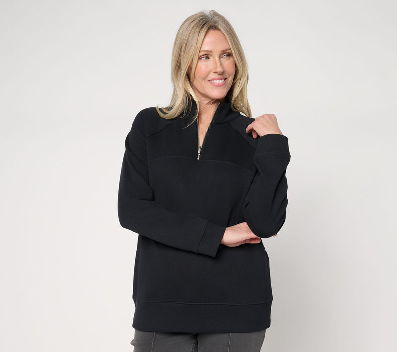 Susan Graver CloudSoft Fleece Quatrer Zip Sweatshirt — View 11