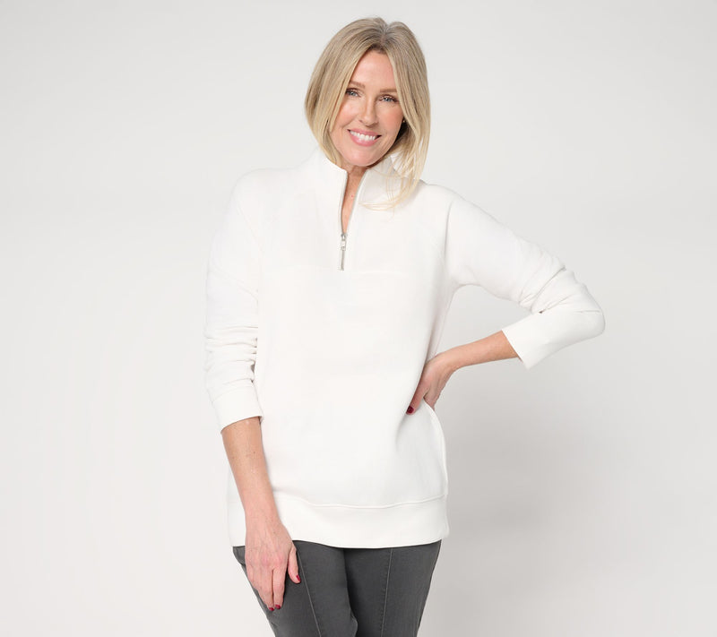Susan Graver CloudSoft Fleece Quatrer Zip Sweatshirt — View 13