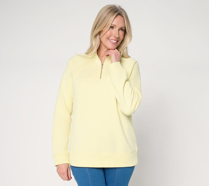 Susan Graver CloudSoft Fleece Quatrer Zip Sweatshirt — View 14