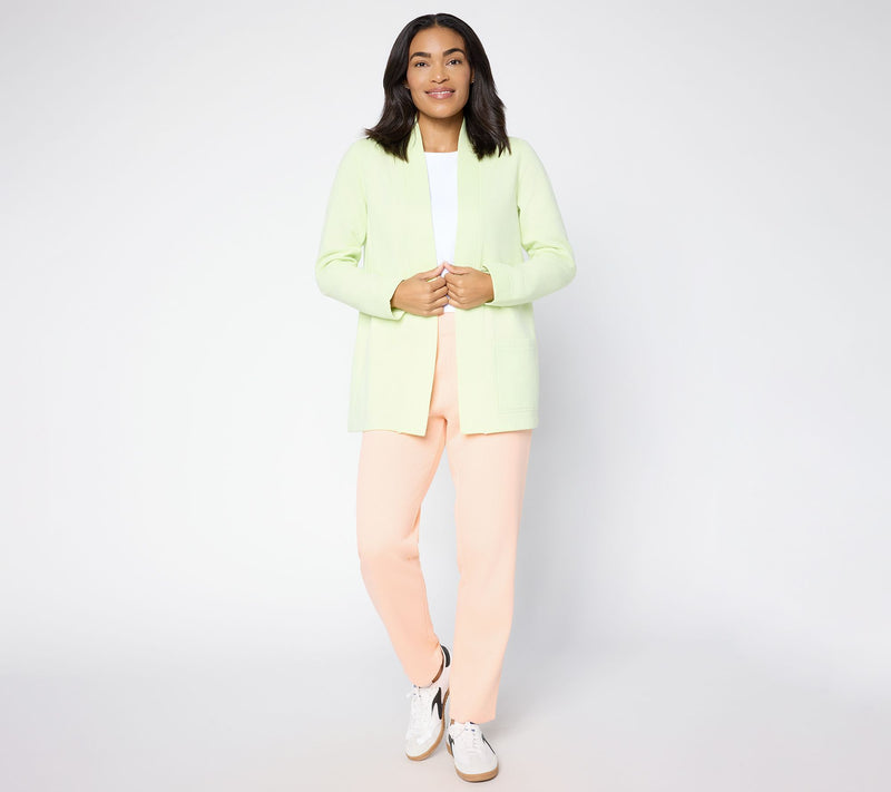 Susan Graver CloudSoft Fleece Regular Open Front Cardigan — View 5