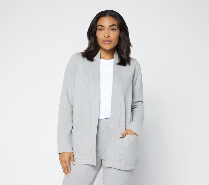 Susan Graver CloudSoft Fleece Petite Open Front Cardigan — View 2