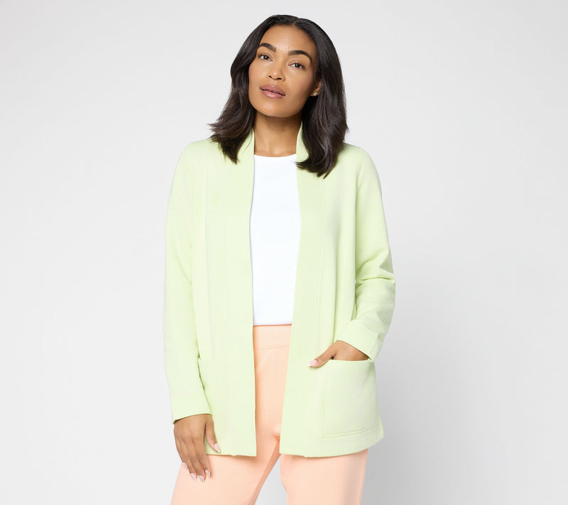 Susan Graver CloudSoft Fleece Petite Open Front Cardigan — View 9