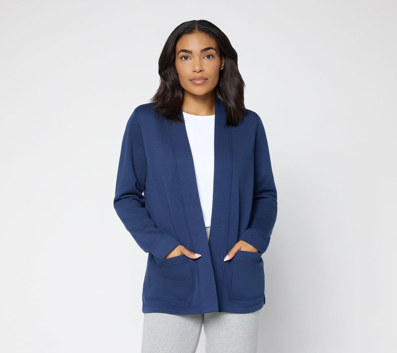 Susan Graver CloudSoft Fleece Petite Open Front Cardigan — View 4