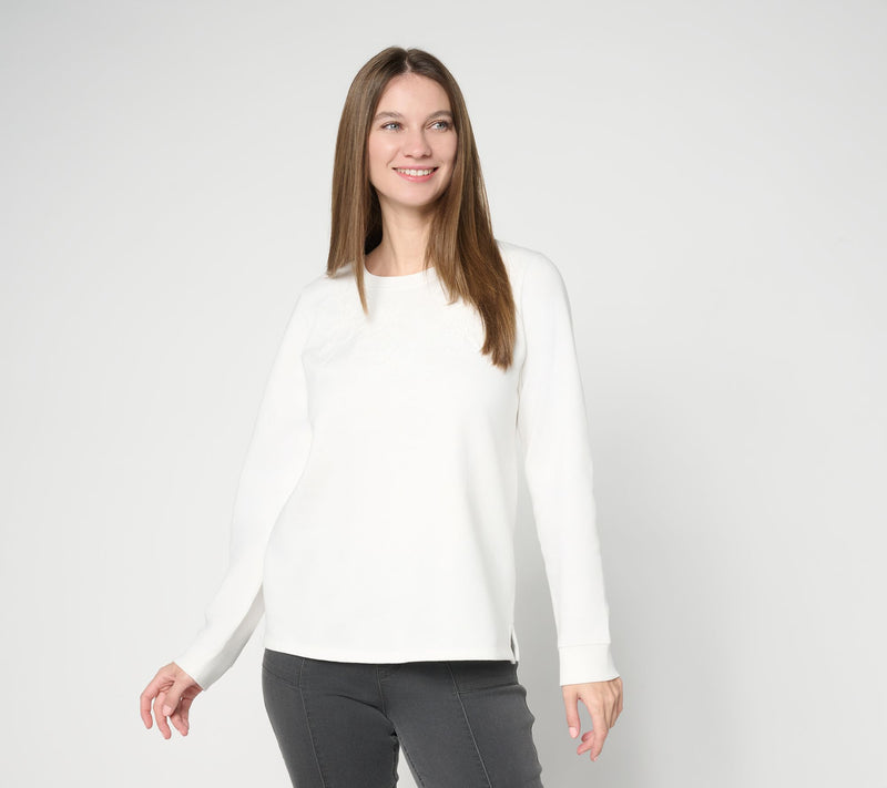 Susan Graver CloudSoft Fleece Sweashirt with Soutache — View 13