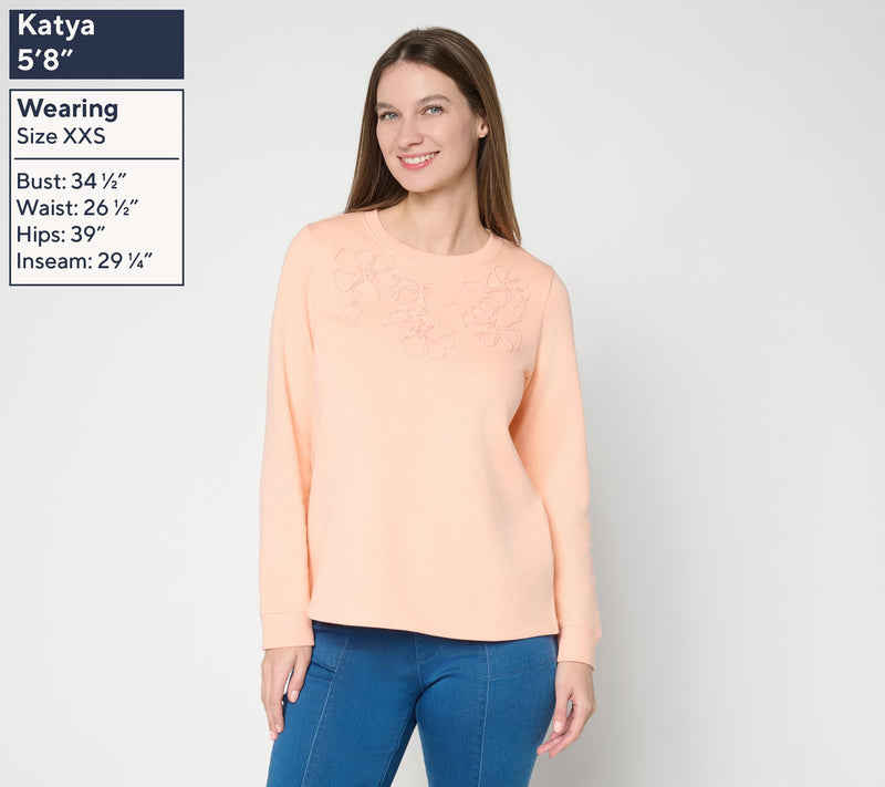 Susan Graver CloudSoft Fleece Sweashirt with Soutache — View 5