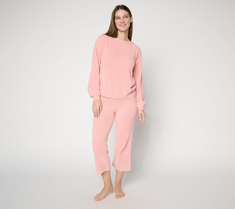 Barefoot Dreams CozyChic Ultra Lite Placed Stitch Boatneck Pullover — View 8