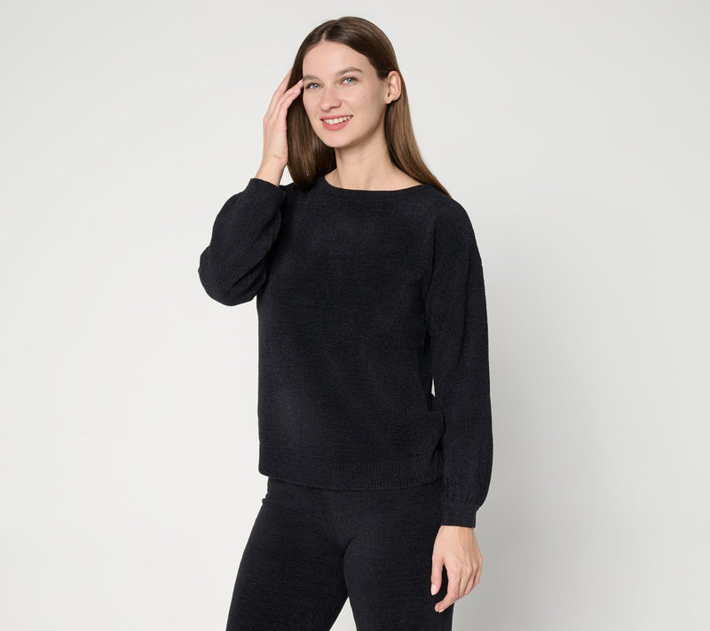 Barefoot Dreams CozyChic Ultra Lite Placed Stitch Boatneck Pullover — View 15