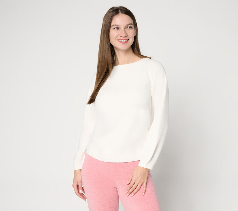 Barefoot Dreams CozyChic Ultra Lite Placed Stitch Boatneck Pullover — View 16