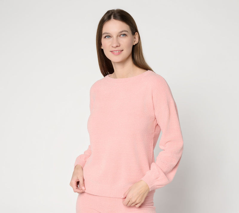 Barefoot Dreams CozyChic Ultra Lite Placed Stitch Boatneck Pullover — Main view