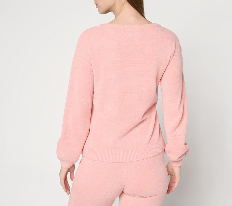 Barefoot Dreams CozyChic Ultra Lite Placed Stitch Boatneck Pullover — View 7