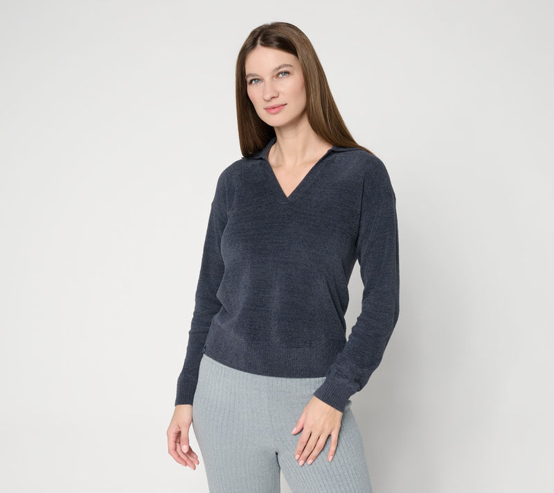Barefoot Dreams CozyChic Ultra Lite Open Polo — View 3