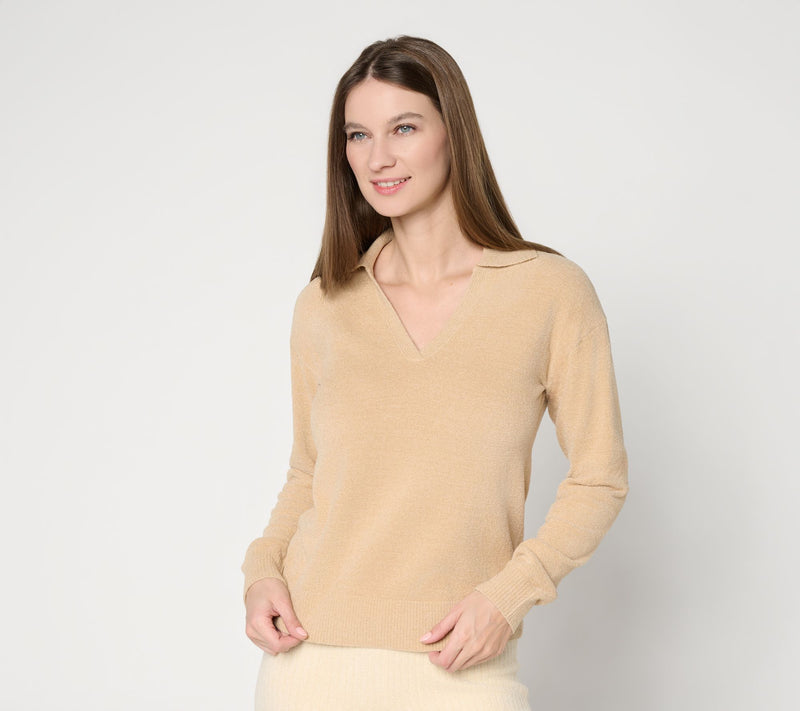 Barefoot Dreams CozyChic Ultra Lite Open Polo — View 5