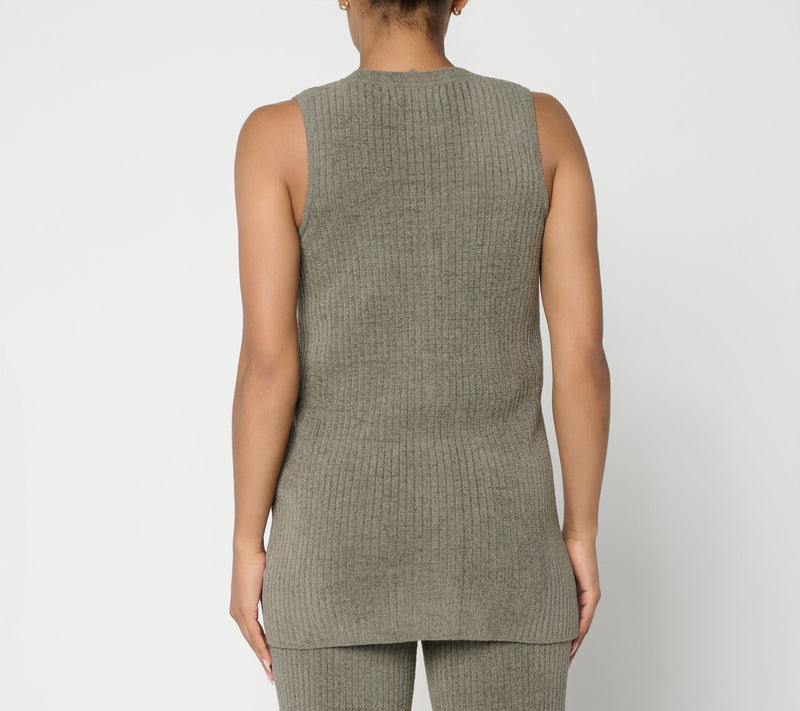 Barefoot Dreams CozyChic_Ultra Lite Button Down Sleeveless Tunic — View 12