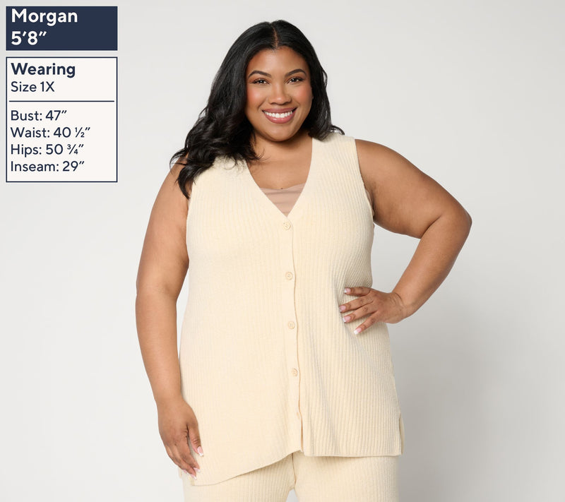 Barefoot Dreams CozyChic_Ultra Lite Button Down Sleeveless Tunic — View 10