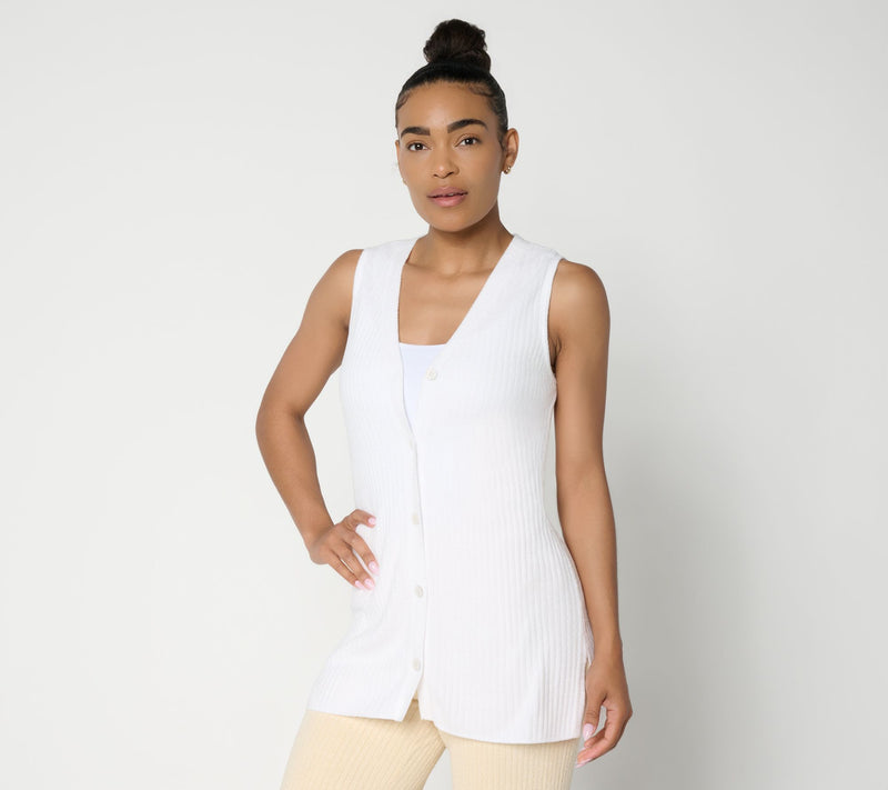 Barefoot Dreams CozyChic_Ultra Lite Button Down Sleeveless Tunic — View 7