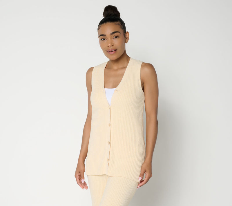 Barefoot Dreams CozyChic_Ultra Lite Button Down Sleeveless Tunic — View 3