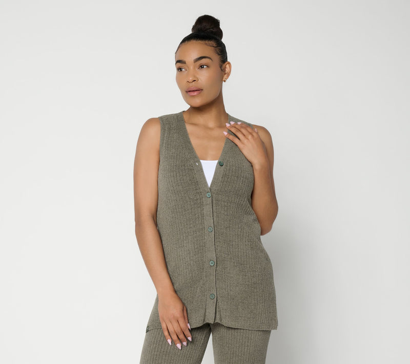 Barefoot Dreams CozyChic_Ultra Lite Button Down Sleeveless Tunic — View 5