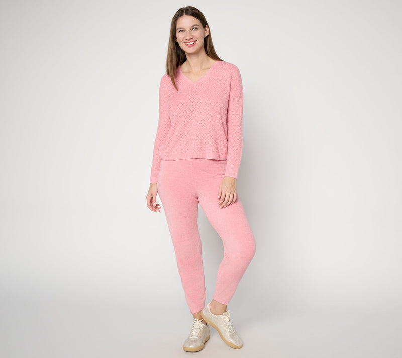 Barefoot Dreams CozyChic Lite Diamond Pointelle Pullover — View 7