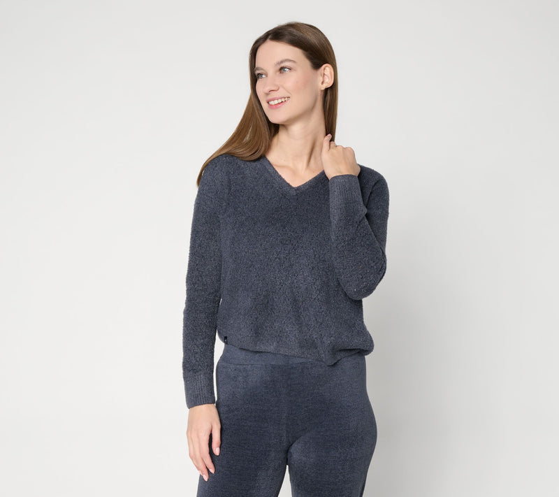 Barefoot Dreams CozyChic Lite Diamond Pointelle Pullover — Main view