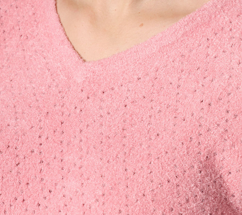 Barefoot Dreams CozyChic Lite Diamond Pointelle Pullover — View 8