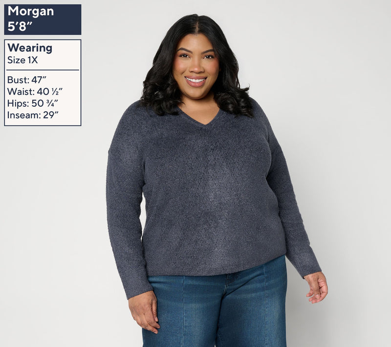 Barefoot Dreams CozyChic Lite Diamond Pointelle Pullover — View 4