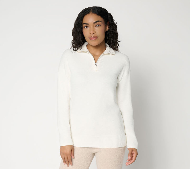 Barefoot Dreams CozyChic Ultra Lite Rib Pointelle Half Zip Tunic — View 11