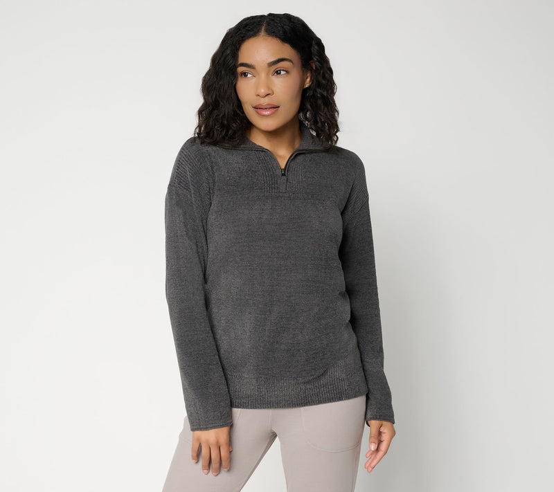 Barefoot Dreams CozyChic Ultra Lite Rib Pointelle Half Zip Tunic — View 13