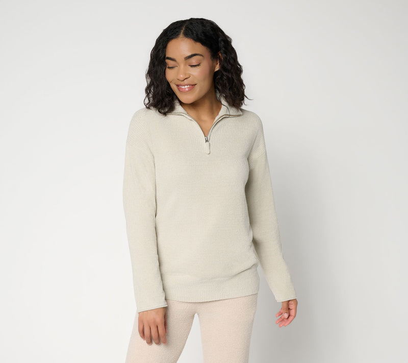 Barefoot Dreams CozyChic Ultra Lite Rib Pointelle Half Zip Tunic — View 14