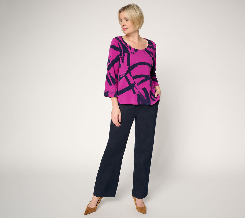 Women with Control Printed Moss Crepe Top — View 5