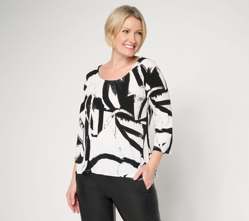 Women with Control Printed Moss Crepe Top — View 11