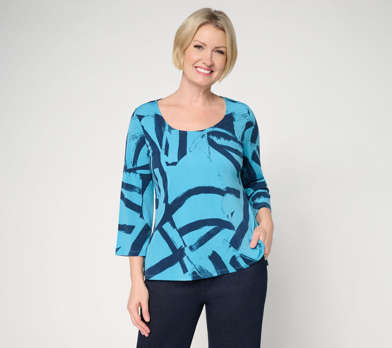 Women with Control Printed Moss Crepe Top — View 12