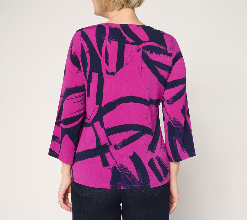 Women with Control Printed Moss Crepe Top — View 4