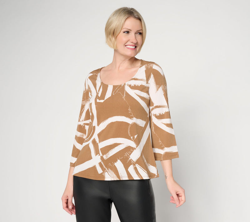 Women with Control Printed Moss Crepe Top — View 13