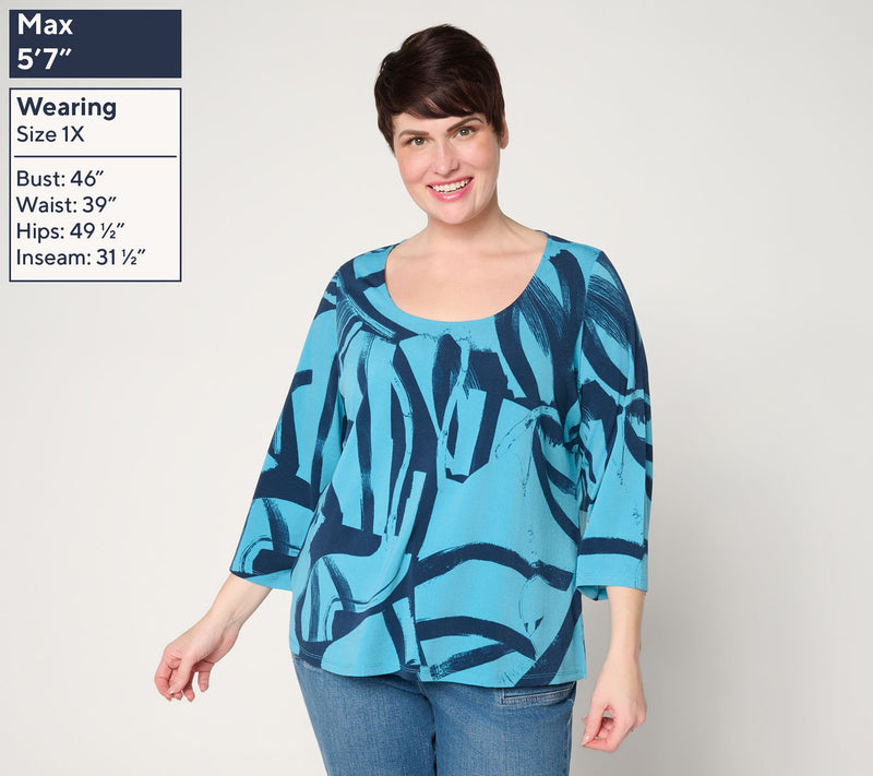 Women with Control Printed Moss Crepe Top — View 2