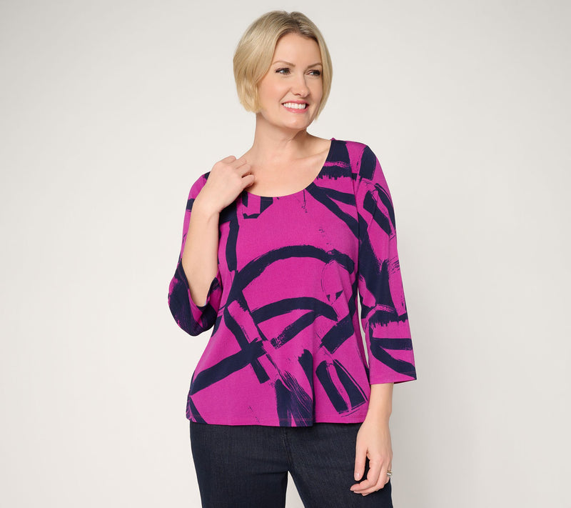 Women with Control Printed Moss Crepe Top — Main view