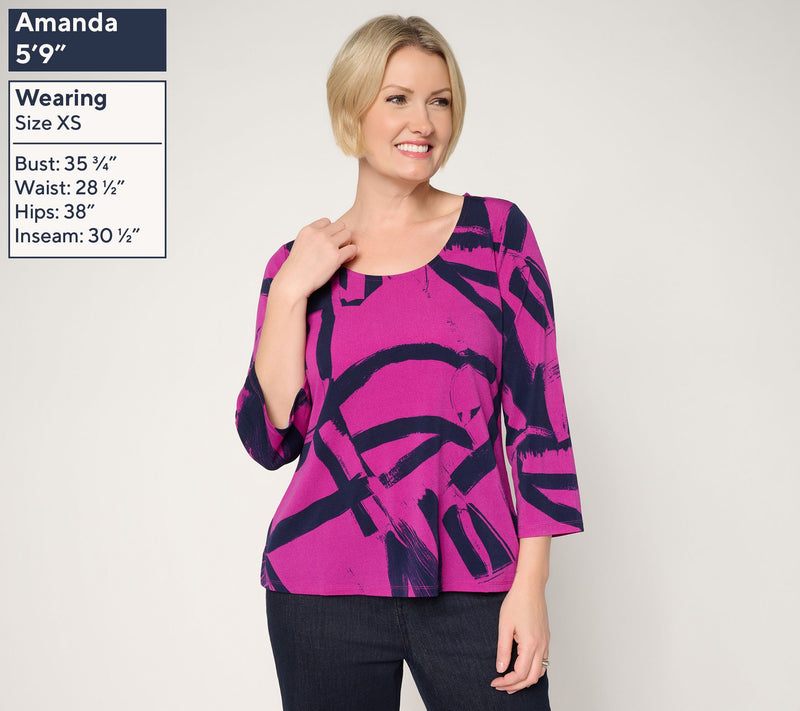 Women with Control Printed Moss Crepe Top — View 3