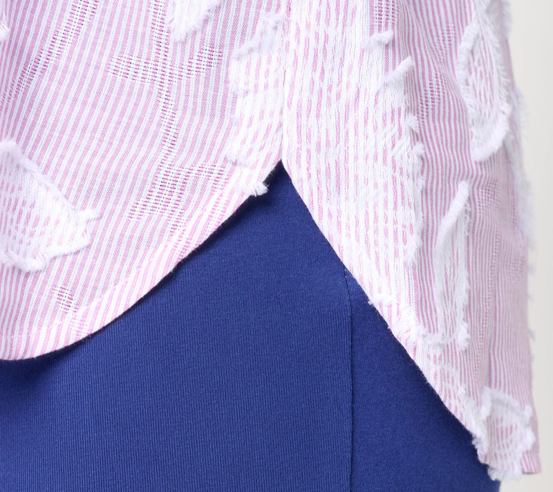 Women with Control Woven Jacquard Button Front Top — View 6