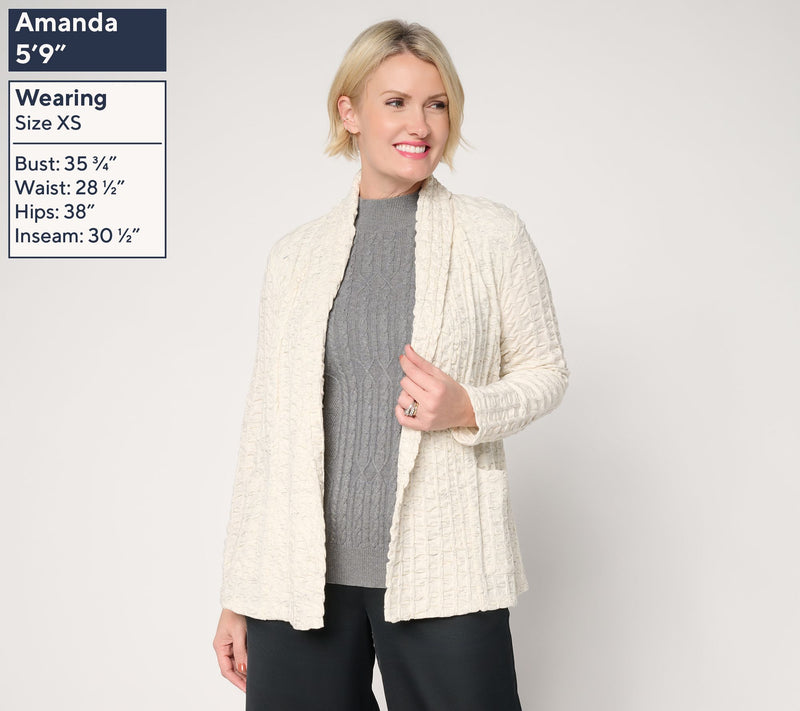 Women with Control Textured Knit Open Front Cardigan — View 3