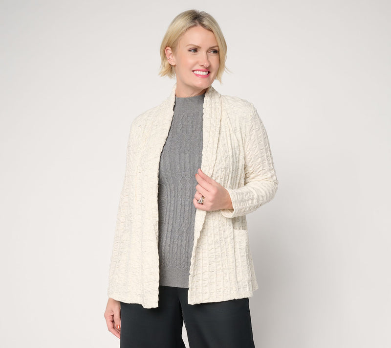 Women with Control Textured Knit Open Front Cardigan — Main view