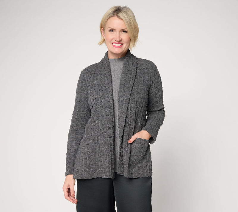 Women with Control Textured Knit Open Front Cardigan — View 10