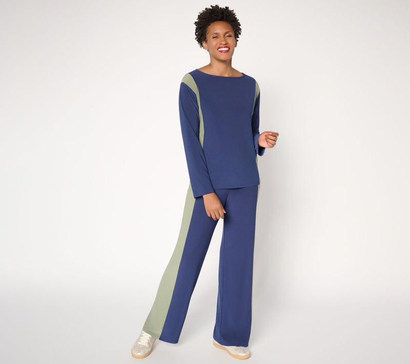 Women with Control Color Blocked La Roma Top and Bottom Set — View 10