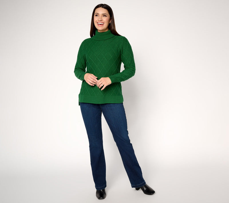 Joan Rivers Diamond Cable Turtleneck Sweater — View 5