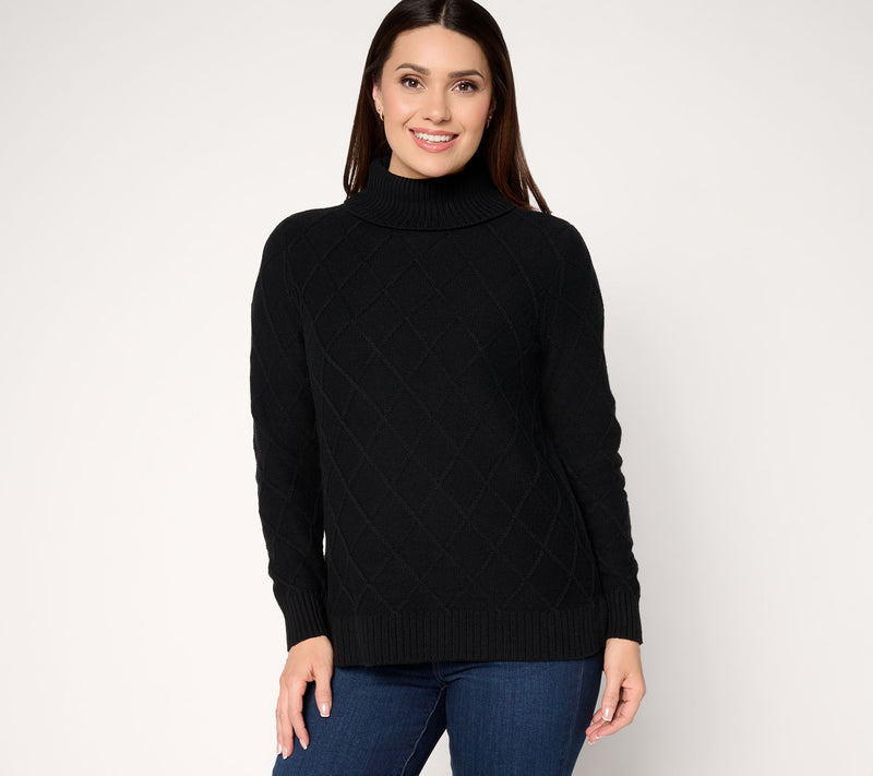Joan Rivers Diamond Cable Turtleneck Sweater — View 10
