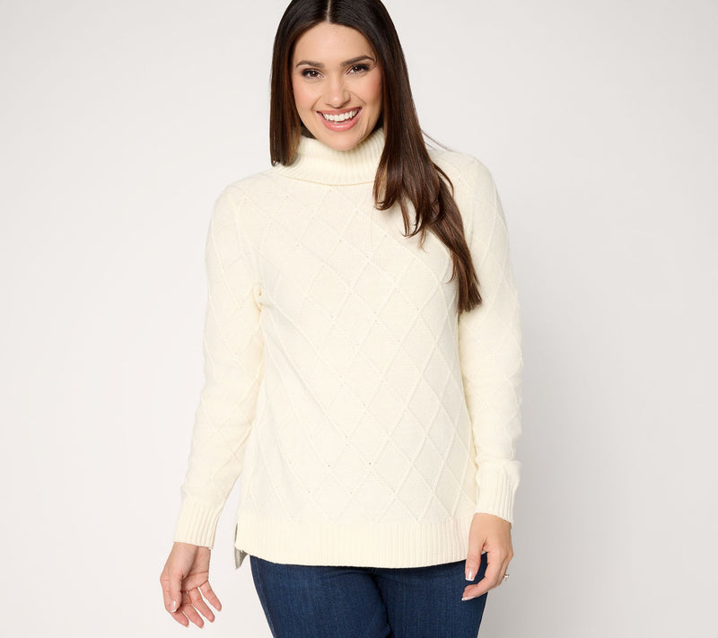 Joan Rivers Diamond Cable Turtleneck Sweater — View 11