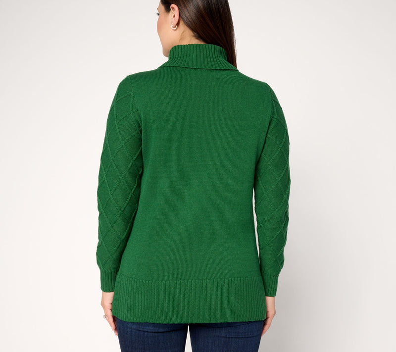 Joan Rivers Diamond Cable Turtleneck Sweater — View 4